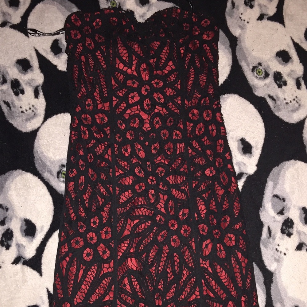 Betsey Johnson Red & Black Lace Dress